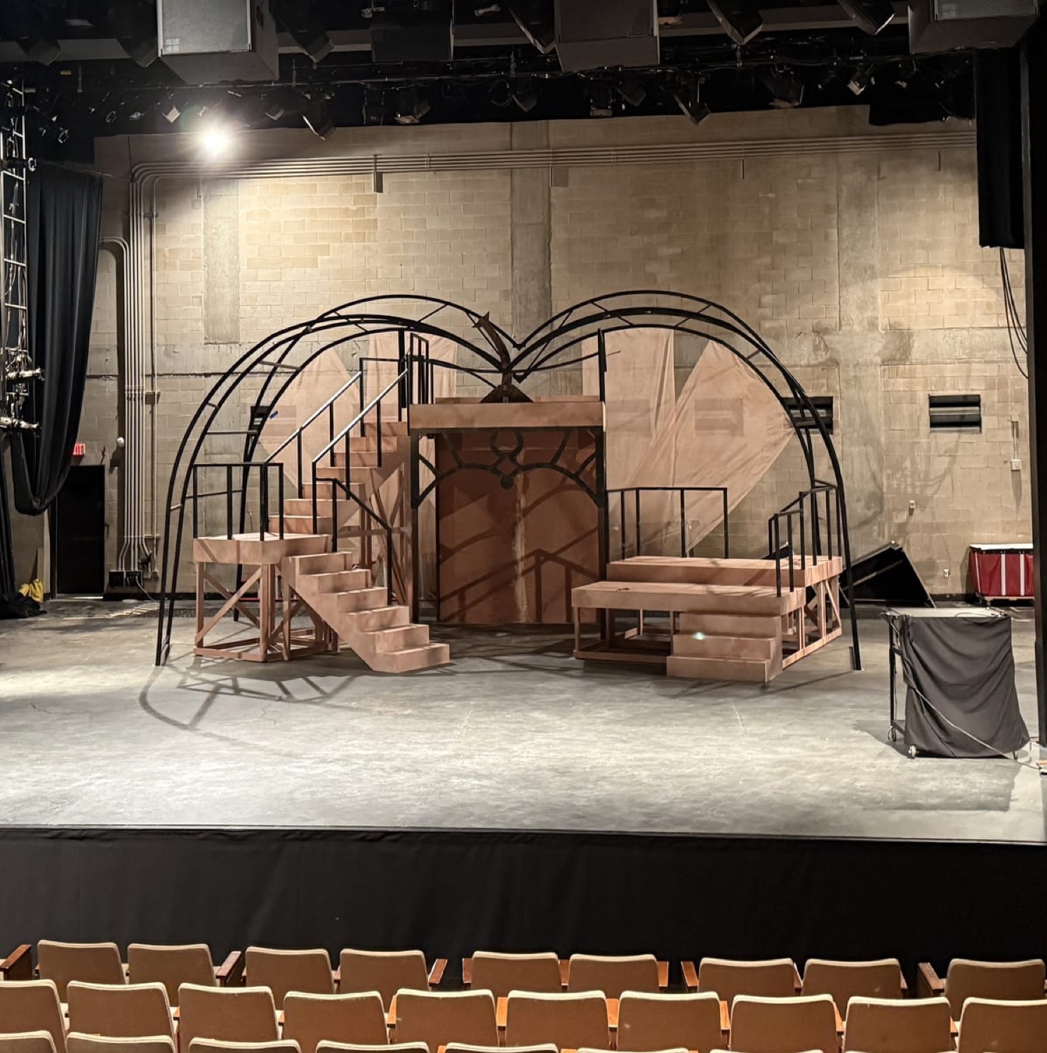 Theatre set: an arched staircase build on a stage