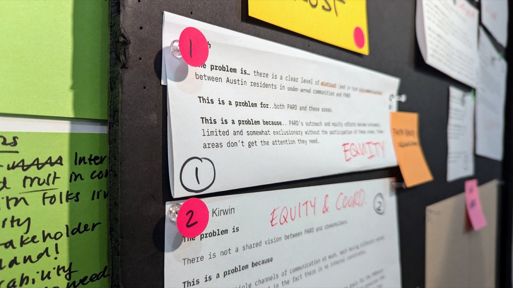 PARD's challenges organised into three themes: Coordination, Data and Equity.